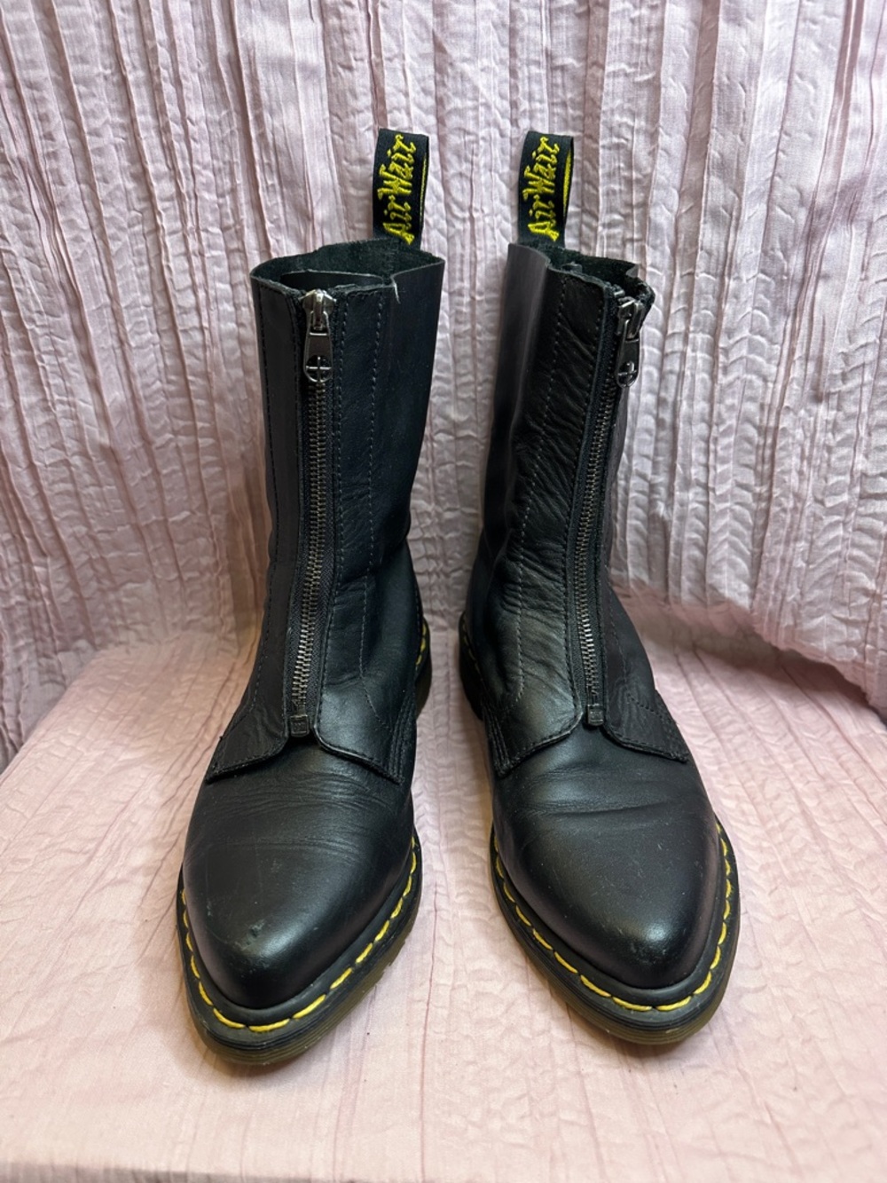Dr Martens - RARE Black Zena Leather Zip-Up Boots - Picture 3 of 9